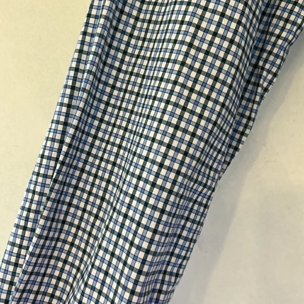 Banana Republic blue green white checked standard fit shirt Size M